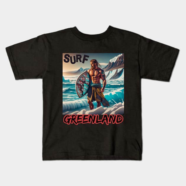 SURFING SAFARI GREENLAND Funny VIKING Curl Shooters Kids T-Shirt by SailorsDelight